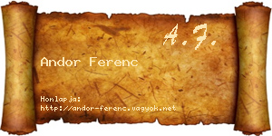 Andor Ferenc névjegykártya